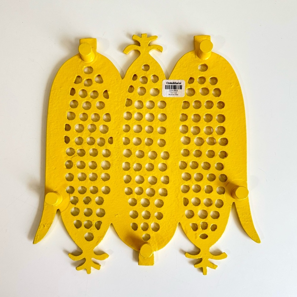 Crate&Barrel Yellow Corn-On-The-Cob Metal Trivet - Picture 8 of 8